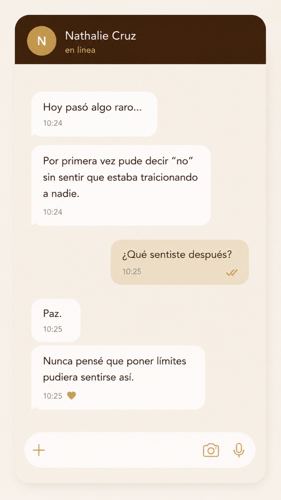 Testimonio en conversación de WhatsApp