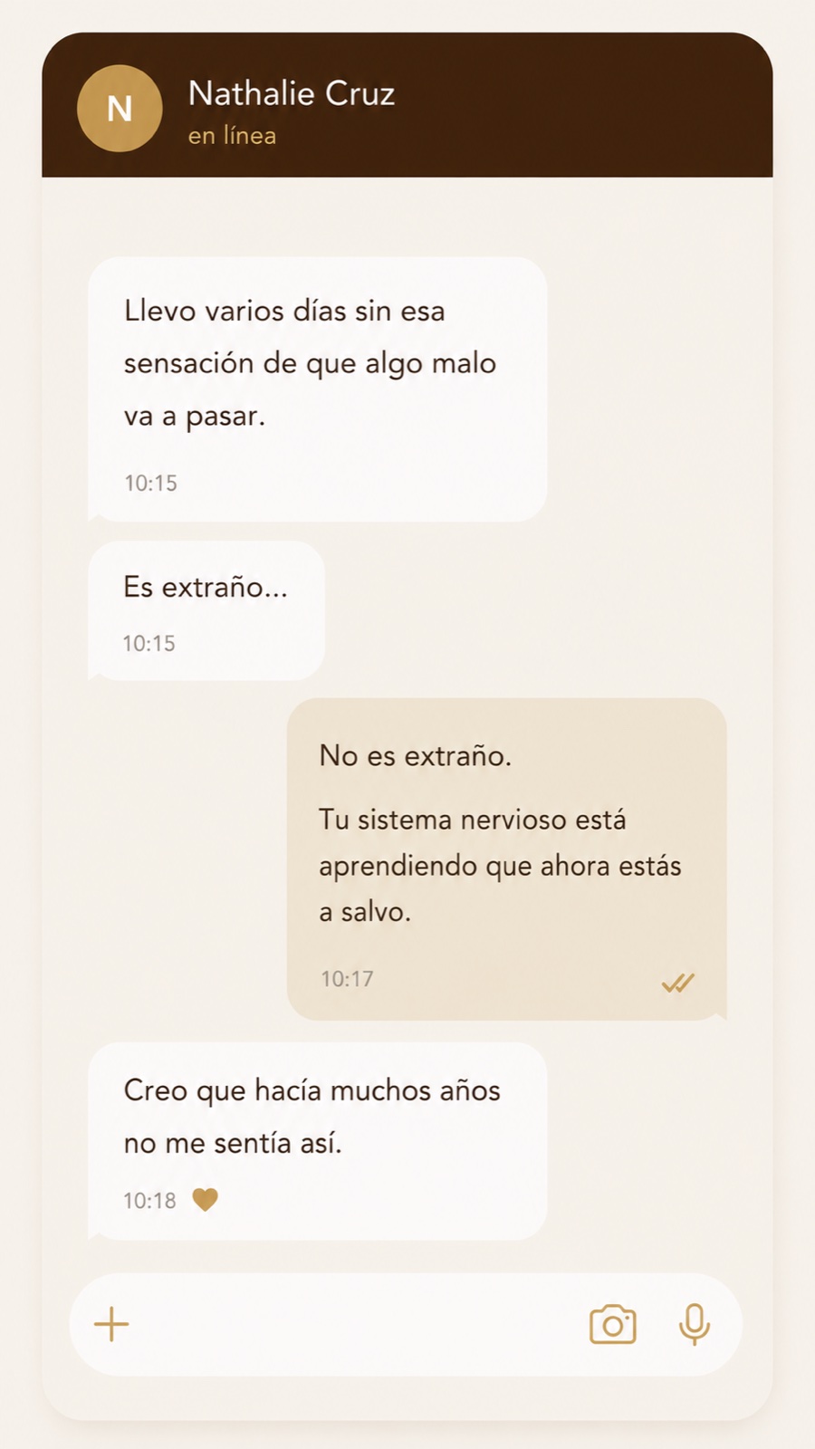 Testimonio en conversación de WhatsApp