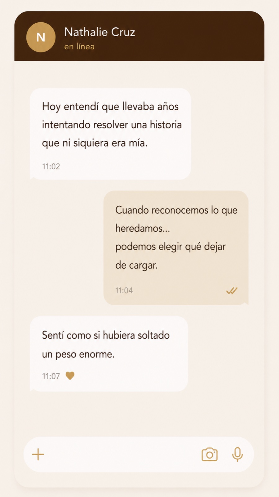 Testimonio en conversación de WhatsApp